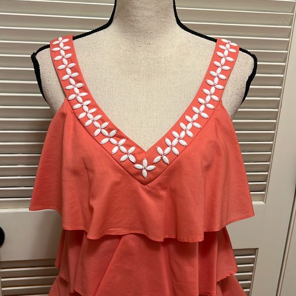 SL Fashions Tiered Dress in Tangerine, Size 8 - Picture 3 of 16